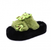 Funny frog fur slippers