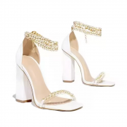 Heeled Sandals Heels Gold Transparent Diamond Chain Women